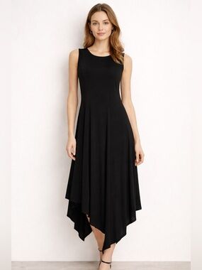 Papillon Asymmetrical Maxi Black Flowy Summer Dress - Size Small